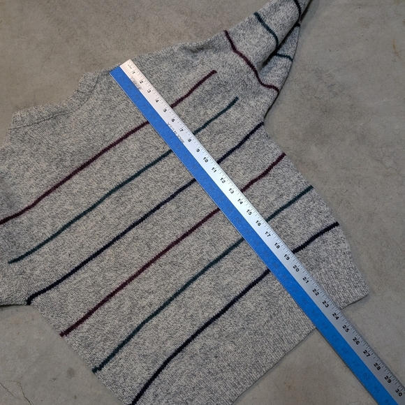 VTG Eddie Bauer Sweater Wool USA Made Striped Mens M Gray - Picture 5 of 6